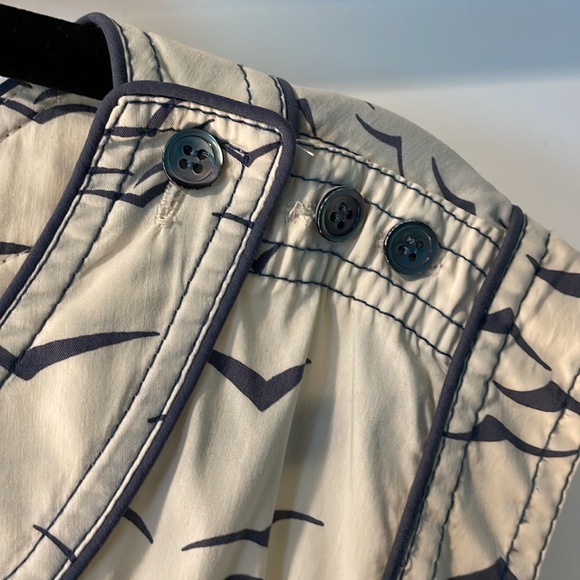 Vintage BCBG BLUE CREAM BIRD PRINT BELTED DRESS SIZE SMALL Kimono style belt - Picture 7 of 14